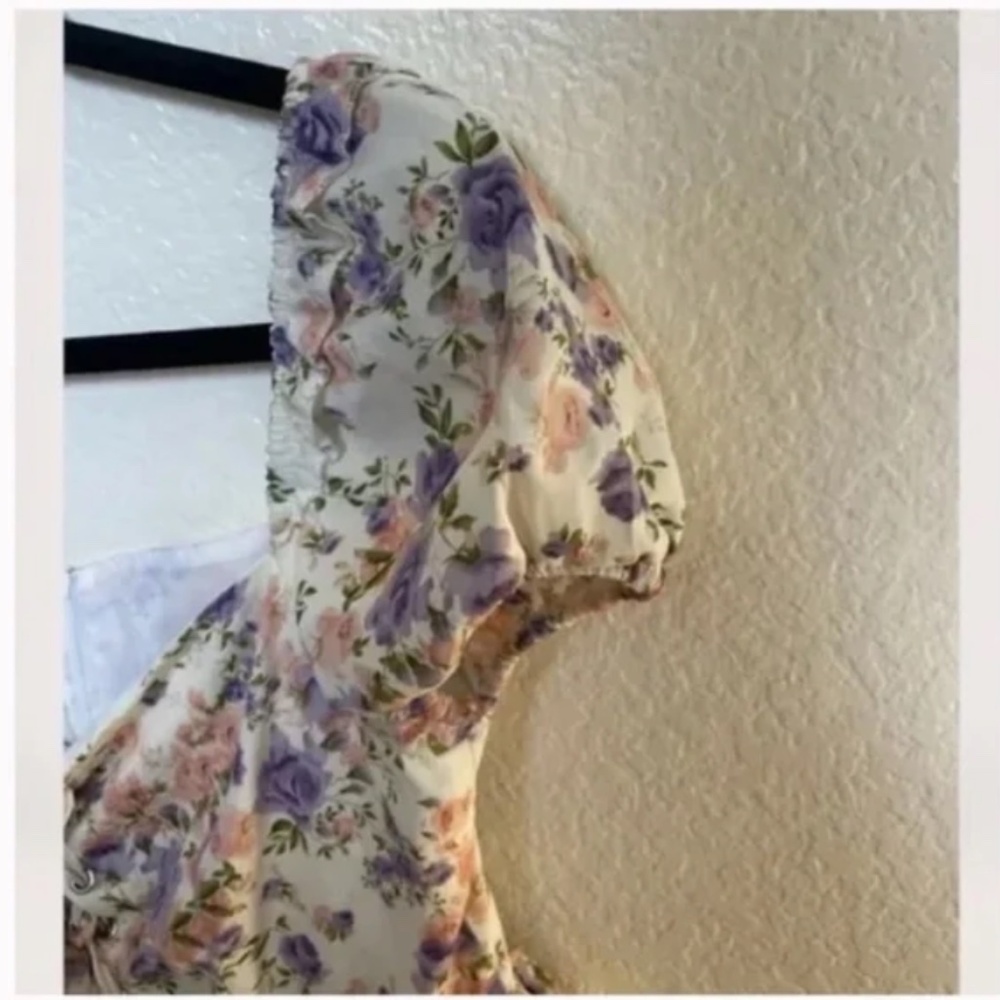 Corset Sweetheart Floral Tie Flower Peasant Elegant Chic Glam Classy Mini Dress - Picture 6 of 7